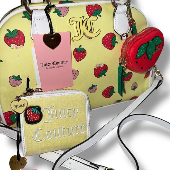 Juicy Couture Sweet N Juicy Yellow Strawberry Bag + Wallet Bundle